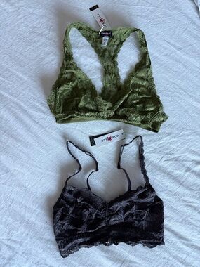 Cosabella Olive Green and Gray Lace Racerback Bralettes